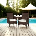 Miniatyrbillede 3 af 8: 2 polyrattan havestole + hynder med 2 sæt betræk - brun/beige