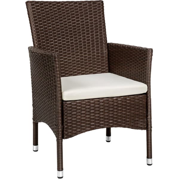 2 polyrattan havestole + hynder med 2 sæt betræk - brun/beige