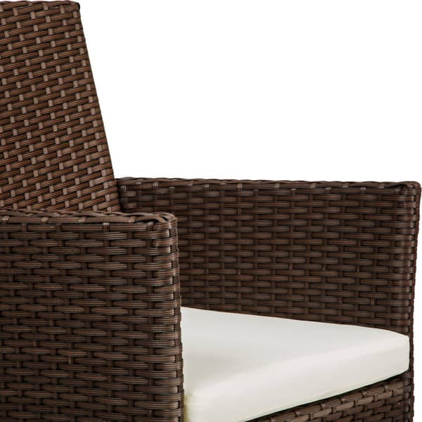 2 polyrattan havestole + hynder med 2 sæt betræk - brun/beige
