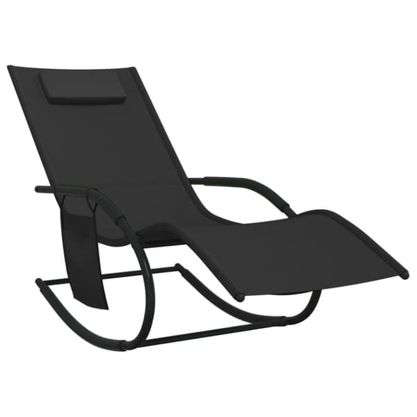 vidaXL liggestol med gyngefunktion stål og textilene sort