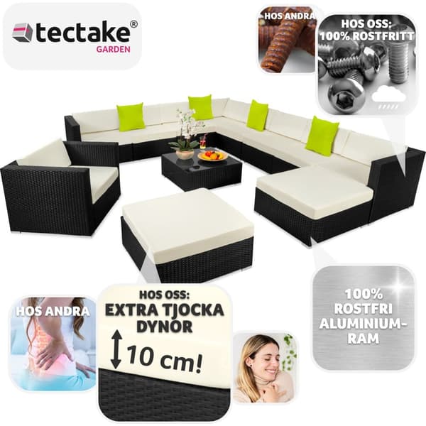 Loungeset/Loungegrupp Las Vegas i konstrotting - svart