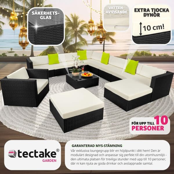 Loungeset/Loungegrupp Las Vegas i konstrotting - svart