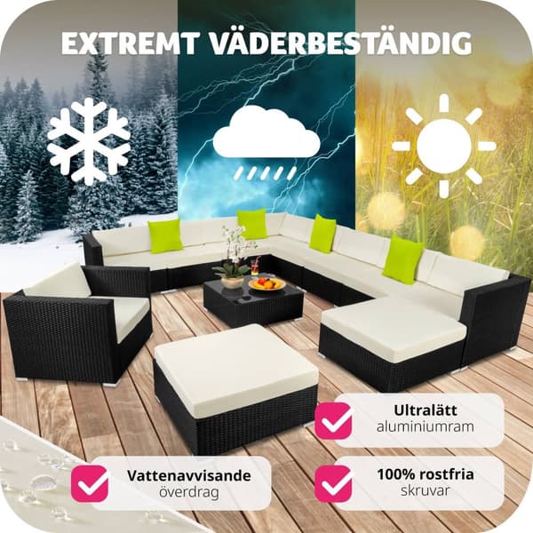 Loungeset/Loungegrupp Las Vegas i konstrotting - svart