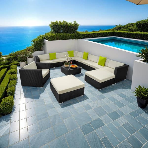 Loungeset/Loungegrupp Las Vegas i konstrotting - svart