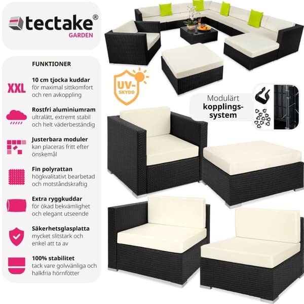 Loungeset/Loungegrupp Las Vegas i konstrotting - svart