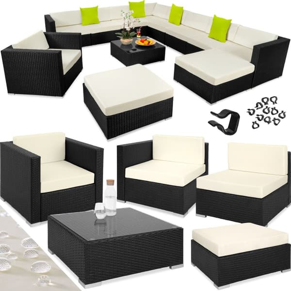 Loungeset/Loungegrupp Las Vegas i konstrotting - svart