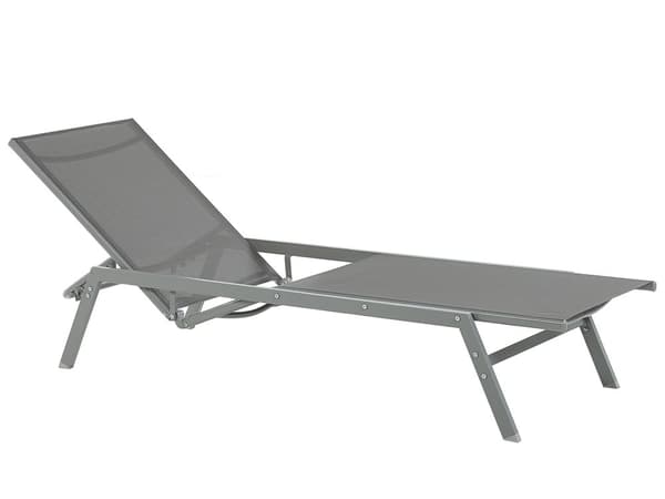 Aurinkotuoli harmaa 63 x 94 x 154 cm teräs tekstiili säädettävä UV-kestävä