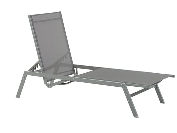 Aurinkotuoli harmaa 63 x 94 x 154 cm teräs tekstiili säädettävä UV-kestävä