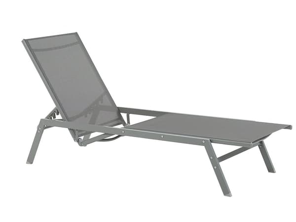 Aurinkotuoli harmaa 63 x 94 x 154 cm teräs tekstiili säädettävä UV-kestävä