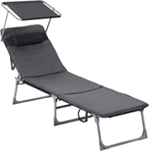 Lounger - trädgårdsstol - nackstöd - Laifel - justerbar ryggstöd - vikning - 53 x 193 x 29,5 cm