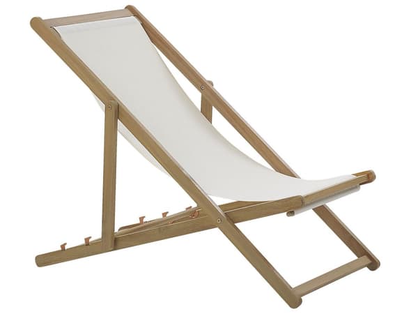 Sett med 2 solsenger Blå Hvit Lyst akasietre Polyester Sammenleggbar Strandstol Hage Moderne