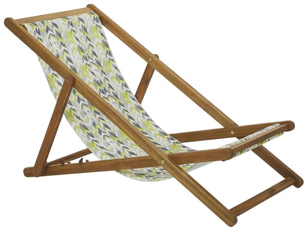 Sett med 2 solseng Gul Grå Lyst akasietre Polyester Sammenleggbar Strandstol Hage Moderne
