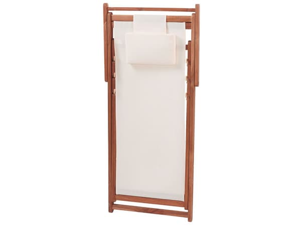 Solstol Beige Akasietre Stoff Sammenleggbar Med nakkepute Hage Utendørs Moderne Boho