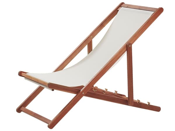 Solseng Beige Mørkt akasietre Polyester Sammenleggbar Strandstol Hage Moderne