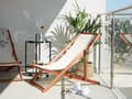 Miniatyrbilde 2 av 10: Solseng Beige Mørkt akasietre Polyester Sammenleggbar Strandstol Hage Moderne