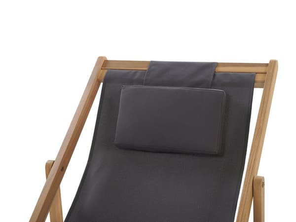 Solstol Grå Akasietre Stoff Sammenleggbar Med nakkepute Hage Utendørs Moderne Boho