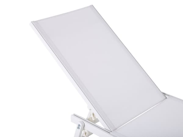 Hage Solseng Hvit Syntetisk Sete Aluminiumsramme 198 x 61 cm Justerbar Ryggstøtte