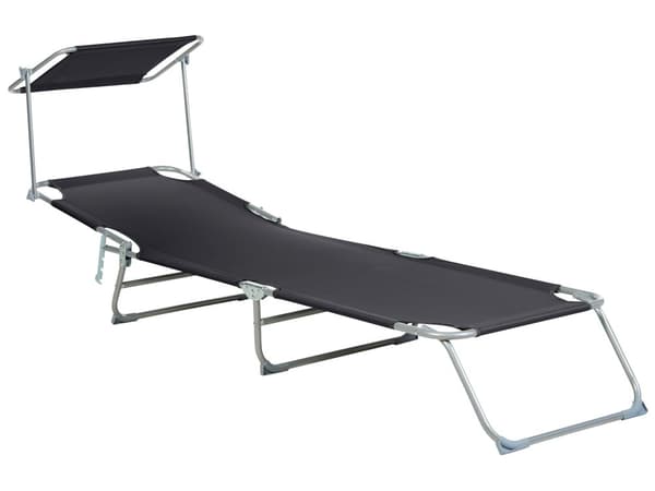 Hage Solseng Svart stoff Stålramme Sammenleggbar Avtagbar Rustbestandig Uteplass Terrasse Moderne design