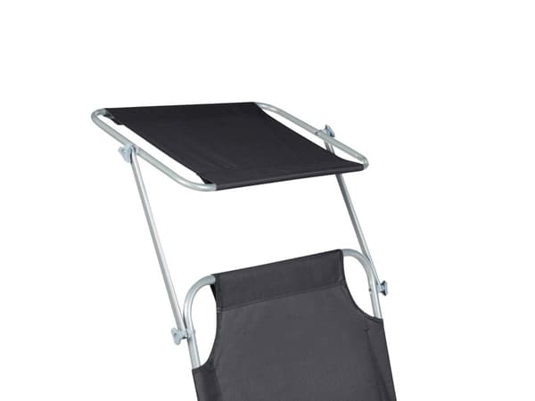 Hage Solseng Svart stoff Stålramme Sammenleggbar Avtagbar Rustbestandig Uteplass Terrasse Moderne design