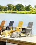 Miniatyrbilde 2 av 7: Hage Fotskammel Teak Plasttre Værbestandig Lamell Moderne stil Hagemøbler