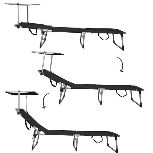 Trädgårdssäng Sommarstol med solskydd Hopfällbar strandsäng 57 x 188 cm med bärhandtag