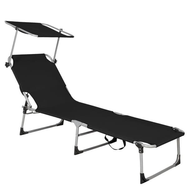Trädgårdssäng Sommarstol med solskydd Hopfällbar strandsäng 57 x 188 cm med bärhandtag