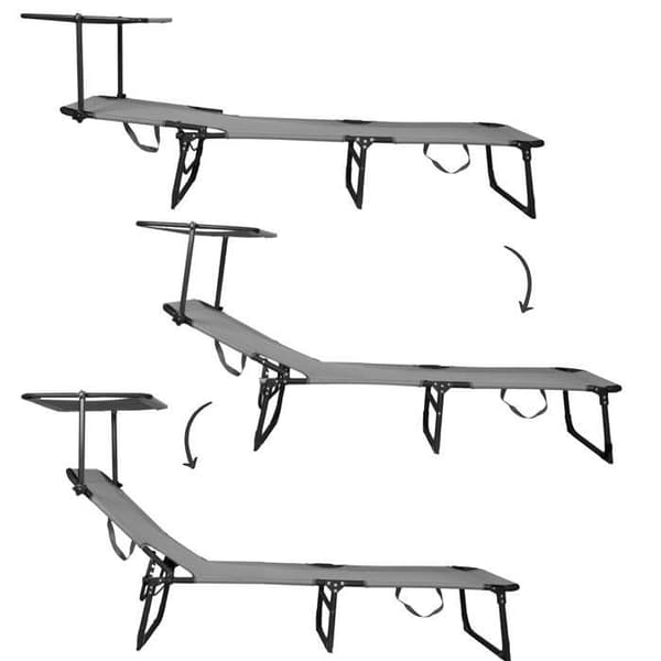 Trädgårdssäng Sommarstol med solskydd Hopfällbar strandsäng 57 x 188 cm med bärhandtag