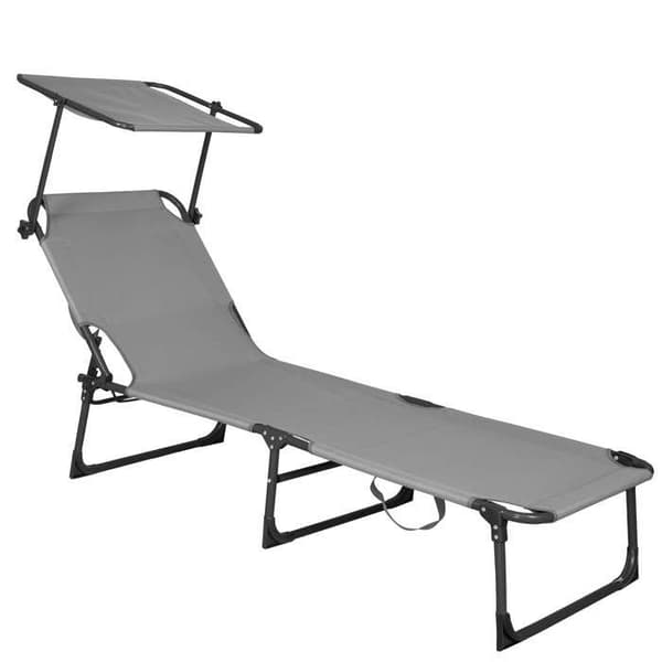 Trädgårdssäng Sommarstol med solskydd Hopfällbar strandsäng 57 x 188 cm med bärhandtag