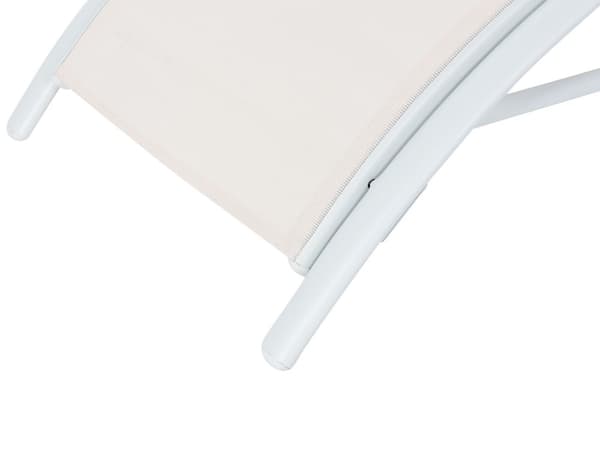 Liggestol Beige Hvid Stål Tekstil Solstol med Justerbar Ryglæn og Foldbar Nem Opbevaring Moderne Design Terrasse Tilbehør Have Nonwood