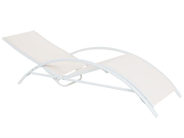 Solseng Beige Hvit Stål Tekstil 157 x 90 x 60 cm Justerbar rygg Sammenleggbar Moderne Hage Balkong Utemøbler