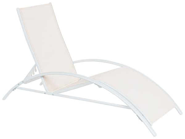Solseng Beige Hvit Stål Tekstil 157 x 90 x 60 cm Justerbar rygg Sammenleggbar Moderne Hage Balkong Utemøbler