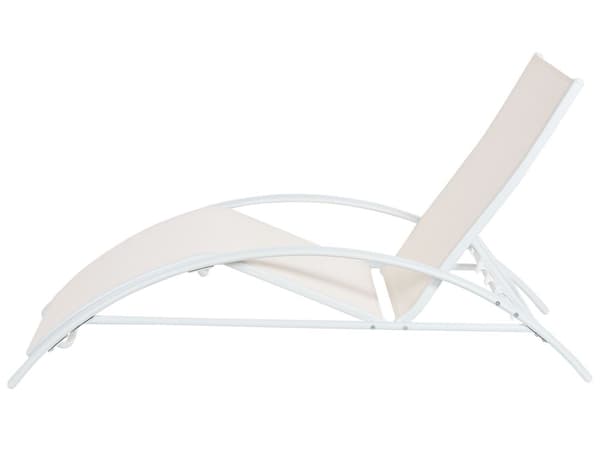 Solseng Beige Hvit Stål Tekstil 157 x 90 x 60 cm Justerbar rygg Sammenleggbar Moderne Hage Balkong Utemøbler