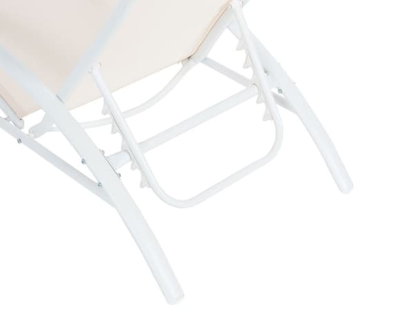 Solseng Beige Hvit Stål Tekstil 157 x 90 x 60 cm Justerbar rygg Sammenleggbar Moderne Hage Balkong Utemøbler