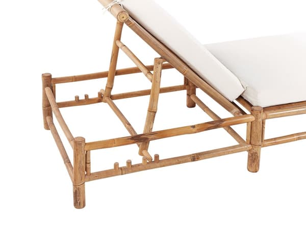 Solstol Naturlig Bamboo Off-White Ryggstödsjustering Trädgårdsmöbler Modern Design Hållbar