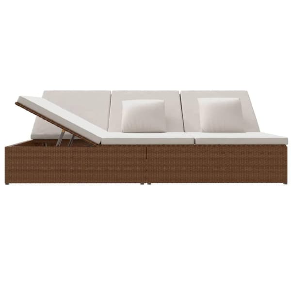 vidaXL fleksibel soleng med hynder polyrattan brun