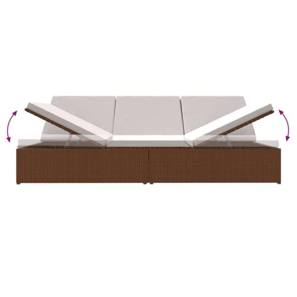 vidaXL fleksibel soleng med hynder polyrattan brun