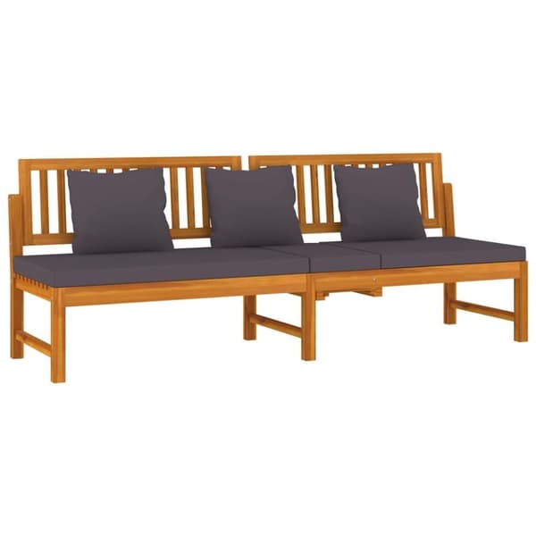 vidaXL daybed med cremefarvet hynde 200x60x75 cm massivt akacietræ grå
