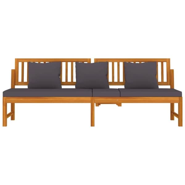 vidaXL daybed med cremefarvet hynde 200x60x75 cm massivt akacietræ grå