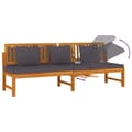 Miniatyrbillede 6 af 9: vidaXL daybed med cremefarvet hynde 200x60x75 cm massivt akacietræ grå