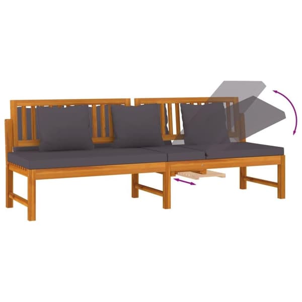 vidaXL daybed med cremefarvet hynde 200x60x75 cm massivt akacietræ grå