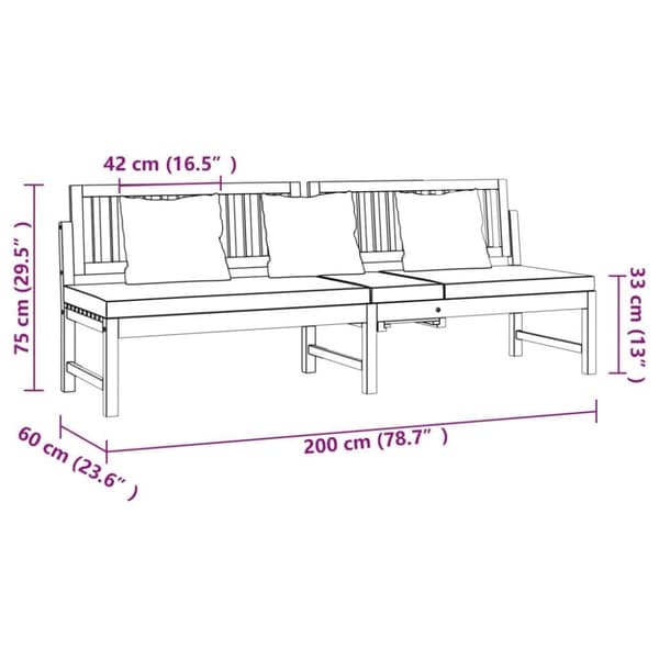 vidaXL daybed med cremefarvet hynde 200x60x75 cm massivt akacietræ grå