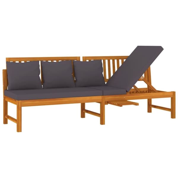 vidaXL daybed med cremefarvet hynde 200x60x75 cm massivt akacietræ grå