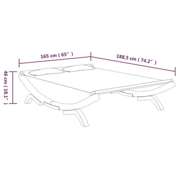vidaXL Utendørs sofaseng 165x188,5x46 cm bøyd heltre antrasitt