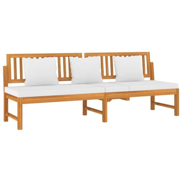 vidaXL Dagbädd med gräddvita dynor 200x60x75 cm massivt akaciaträ