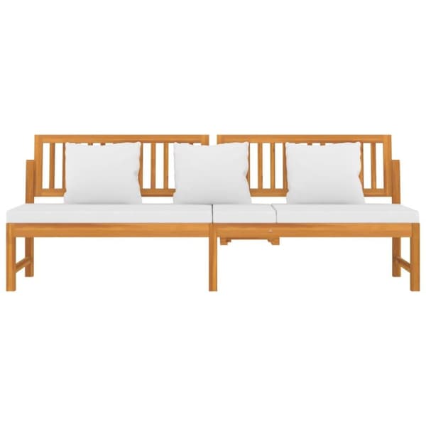 vidaXL Dagbädd med gräddvita dynor 200x60x75 cm massivt akaciaträ