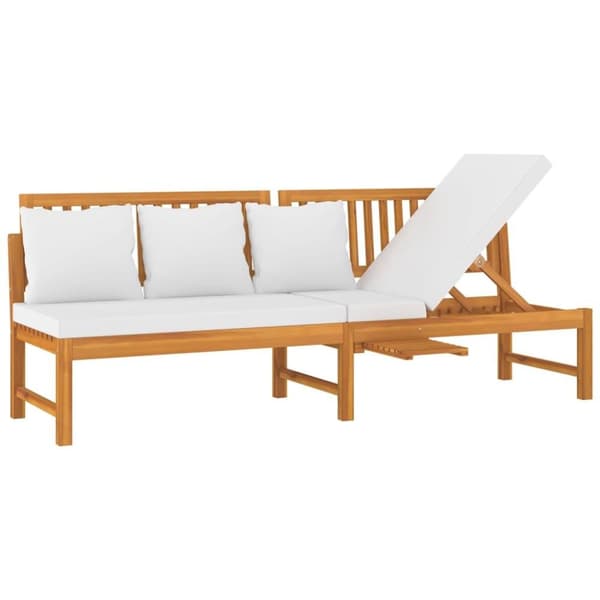 vidaXL Dagbädd med gräddvita dynor 200x60x75 cm massivt akaciaträ