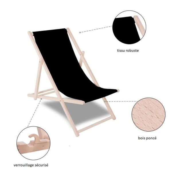 Trädgårdsstol - SPRINGOS® - Fällbar solstol - Massivt trä - Justerbar i 3 lägen - 120 kg