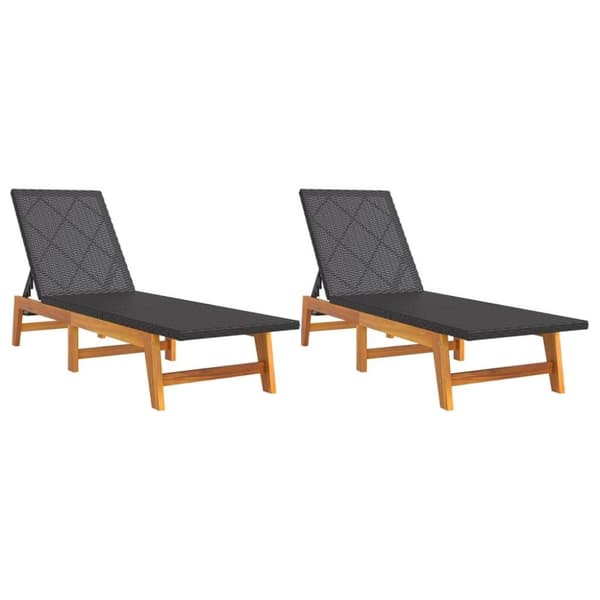 vidaXL liggestole 2 stk. polyrattan og massivt akacietræ sort og brun