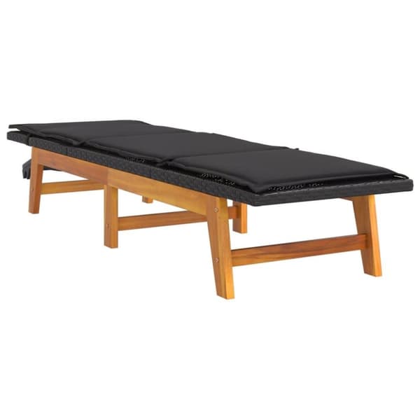 vidaXL Solsäng med bord konstrotting och massivt akaciaträ