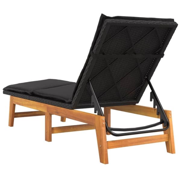 vidaXL Solsäng med bord konstrotting och massivt akaciaträ